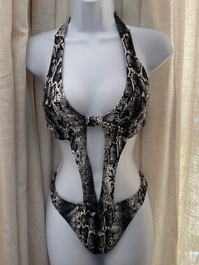 Prestige Swimwear Y2K Snakeskin Print Monokini - Size XL